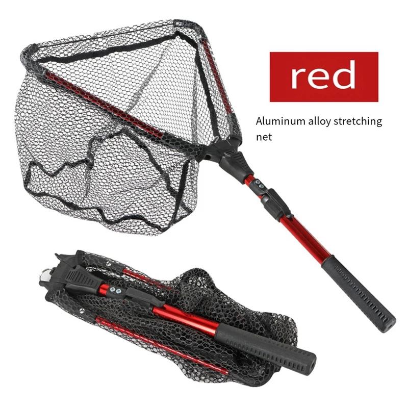 A57T 75-90 سنتيمتر للطي الصيد برايل صافي تلسكوبي الصيد شبكة أرضية مغرفة صافي الأحمر