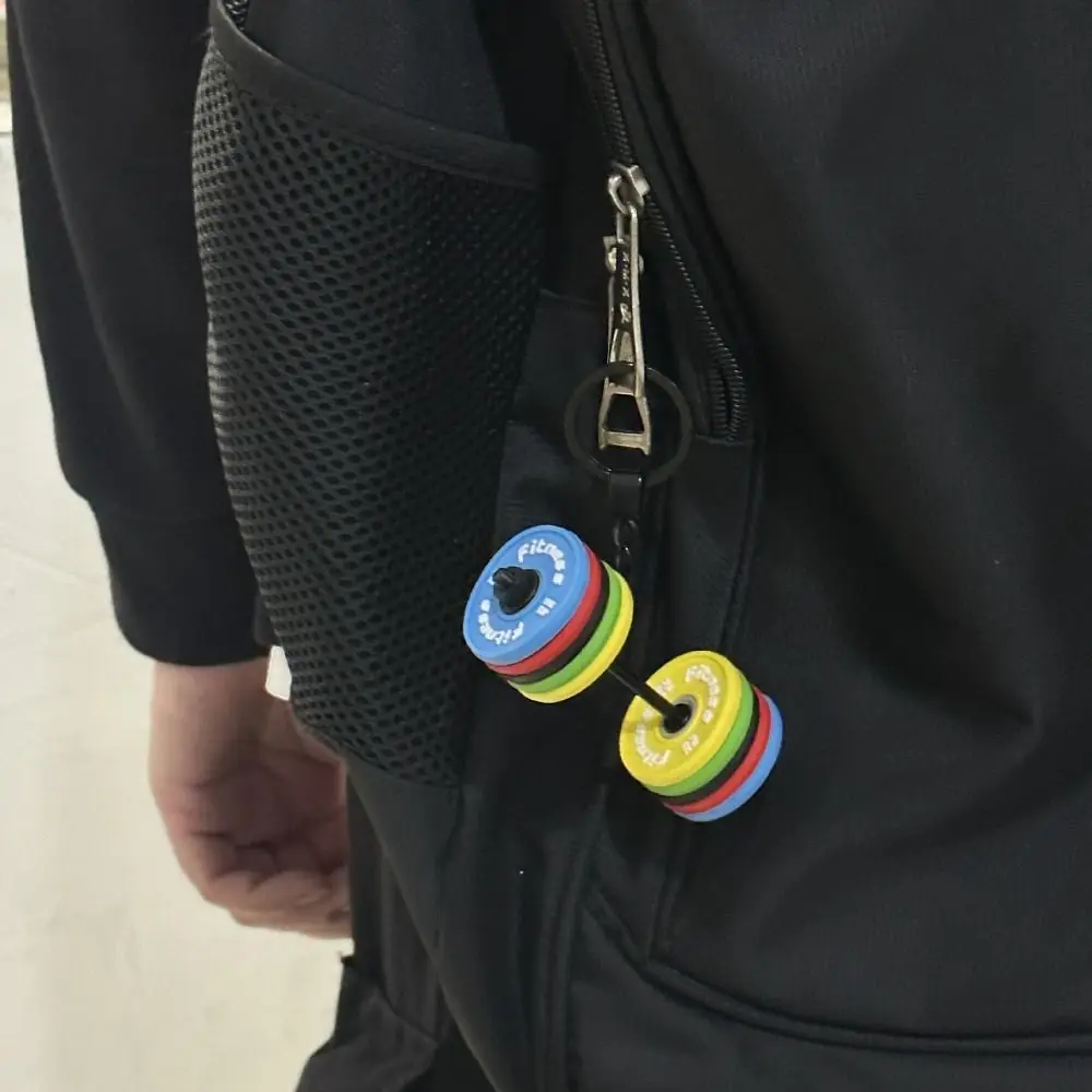 

Mini Barbell Plates Key Chain with D-shaped Buckle Water Cups Simulation Dumbbells Keyring Bag Charm Creative