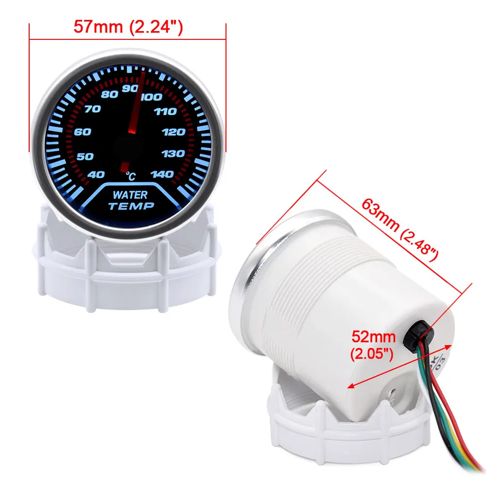 AD 52mm Water Temperature Gauge + 10mm Sensor  Boost Gauge Bar Psi Vacuum Oil Temp Press Voltmeter Tachometer RPM Car Gauge Pods
