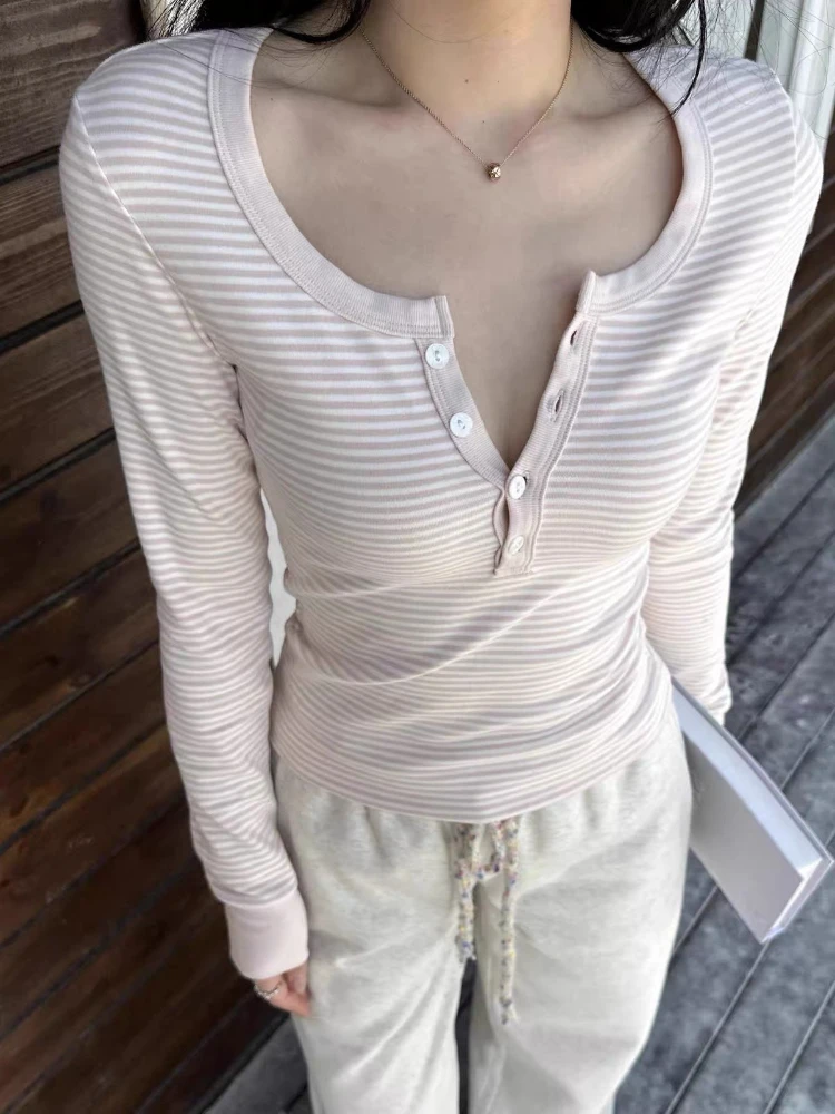 

Deeptown Sexy Cutecore Coquette T-shirts Womne Korean Style Kawaii Sweet Y2k Harajuku Striped Patchwork Slim Tees Tops Spring