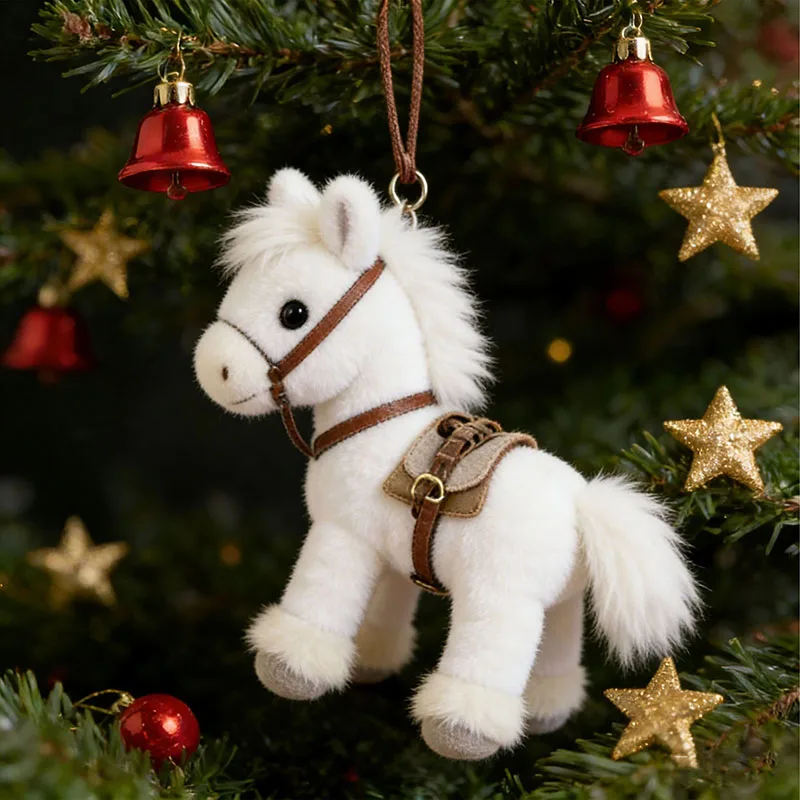 

2026 Cute Plush Horse Pendant Soft Stuffed Animal Keychain with Saddle Mini Hanging Ornament for Kids Christmas Gift Bag Kawaii