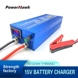 0-15v Lifepo4 Battery Charge 50A 60A Adjustabl Voltage Current 750W Lithium Battery Charger Fast Adapter for 100ah 200AH lifepo4