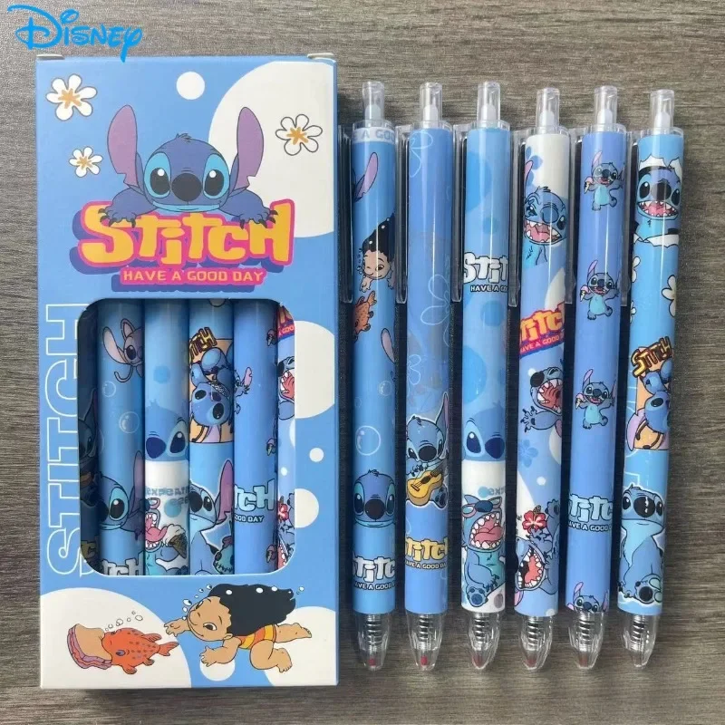 

6Pcs Disney Stitch Gel Pen Cute Cartoon Stitch Stationery Office Supplies Portable Quick Drying Signature Pen Child Holiday Gift