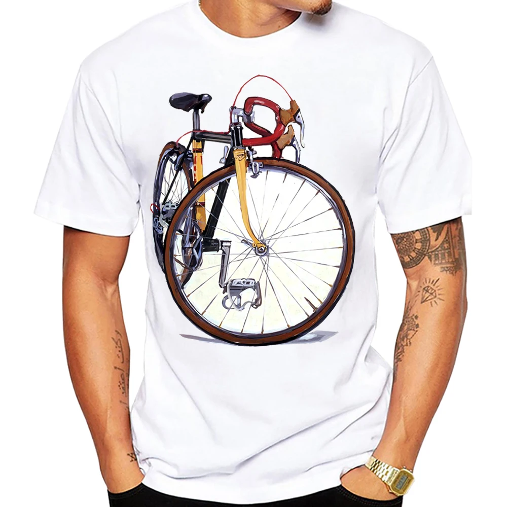 Vintage Collection Of Bicycles T-Shirt Fashion Men Short Sleeve Old Road Bike Cycling T Shirt White Casual Tops Hip Hop Boy Tees