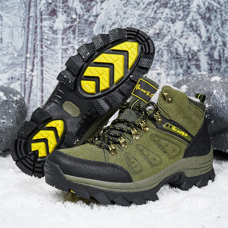 

New plush warm outdoor hiking shoes cotton shoes large size Korean version lace-up fashion travel hiking shoes