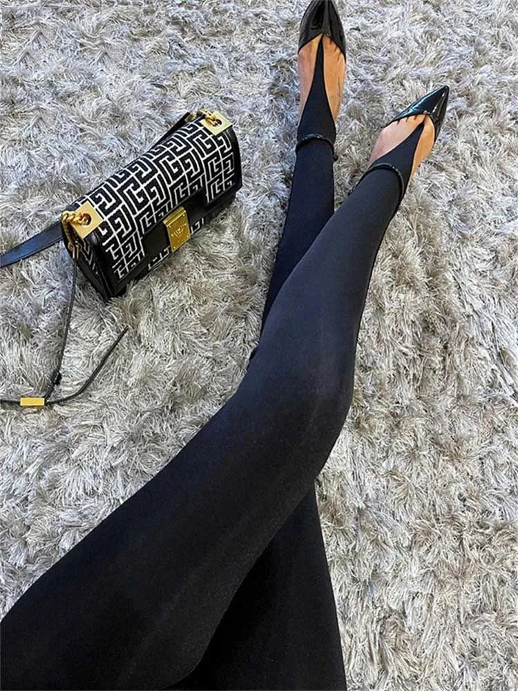 Black high waisted tight Y2K women's pants sexy shiny casual club 2025 tight pants pants