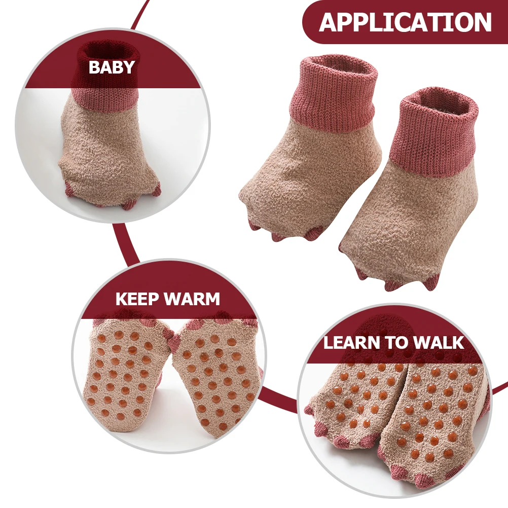 

1 пара зимних теплых нескользящих напольных носков для малышей, мягкая дышащая эластичная детская обувь, нескользящие прогулочные носки для детей от 6 до 12 лет