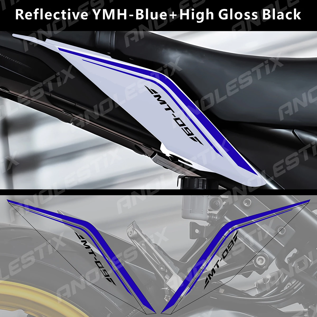 AnoleStix-Adesivos de motocicleta reflexiva para YAMAHA, Under Seat Fairing Decalques Set, MT09 MT-09 SP, 2017, 2018, 2019, 2020