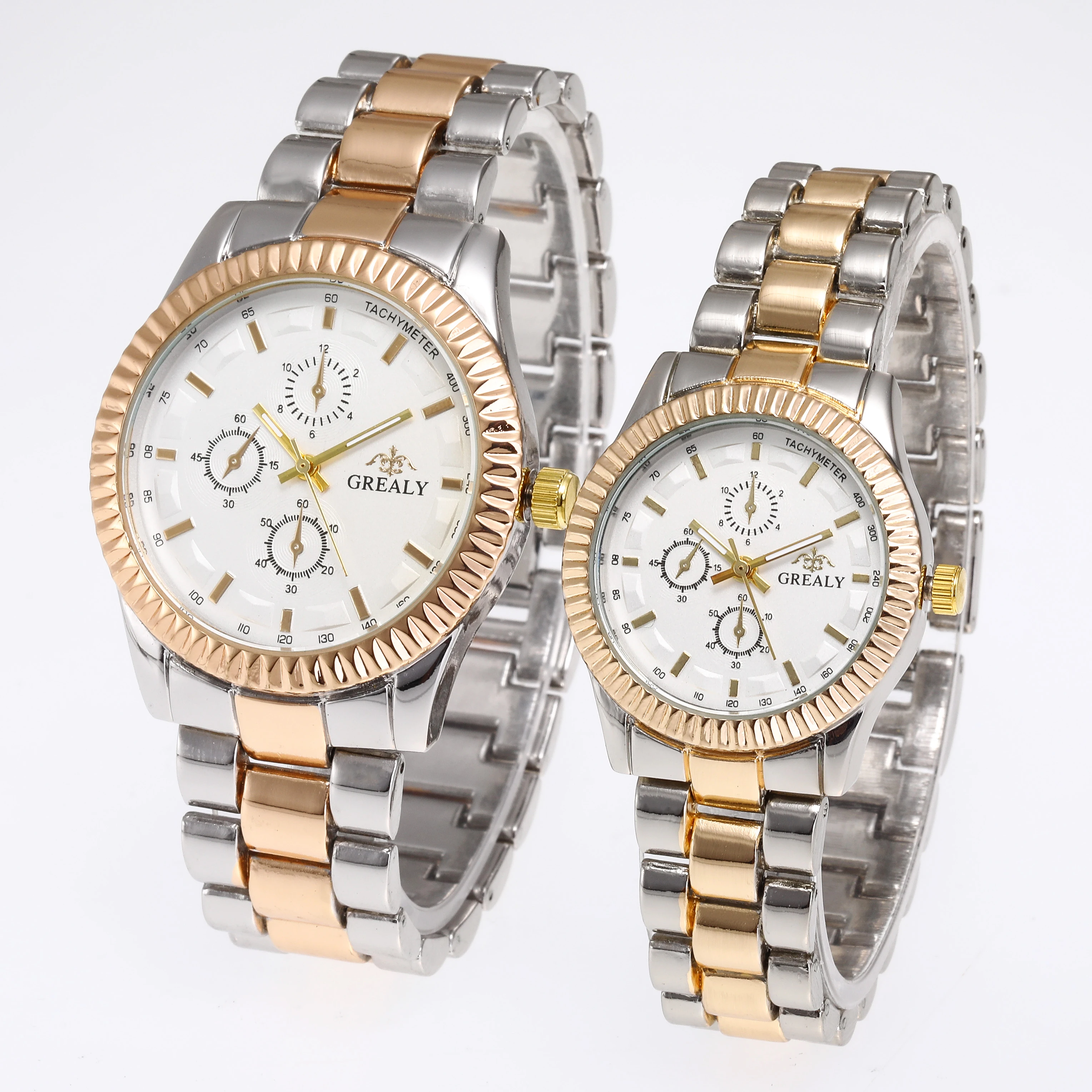 Three-Eye Decorative Men's Student Watch Fashion Set Casual Women's Watch Couple Set