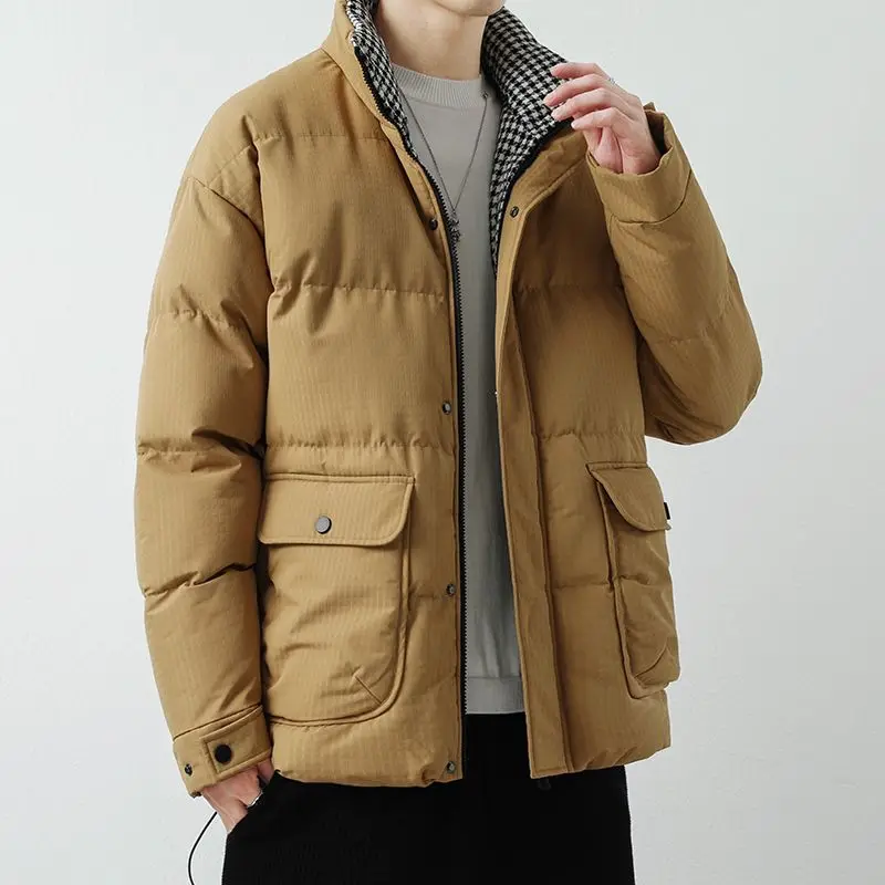 

2024 Men's Thick Cotton Coats Fashionable Padded Jacket Parkas Multi-Use Top Youth Casual Outerwear Winter New Clothing E37