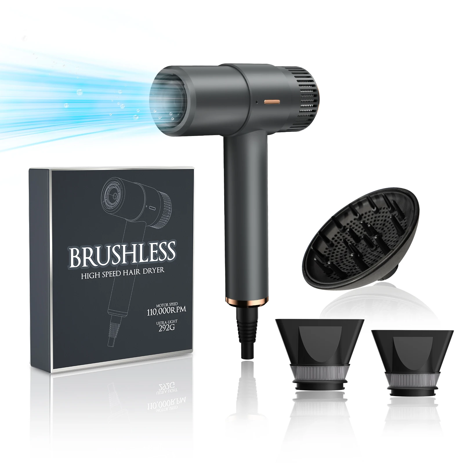 

Умный цифровой фен с отрицательными ионами, профессиональный салонный легкий высокоскоростной одношаговый фен с ЖК-дисплеем