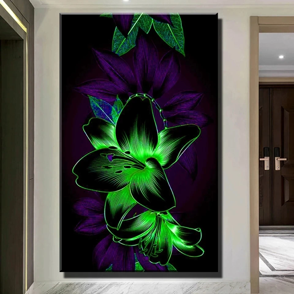 Pittura diamante fai da te di grandi dimensioni oro e giglio nero Kit mosaico trapano completo fiori immagine cristallo diamante ricamo decorazioni