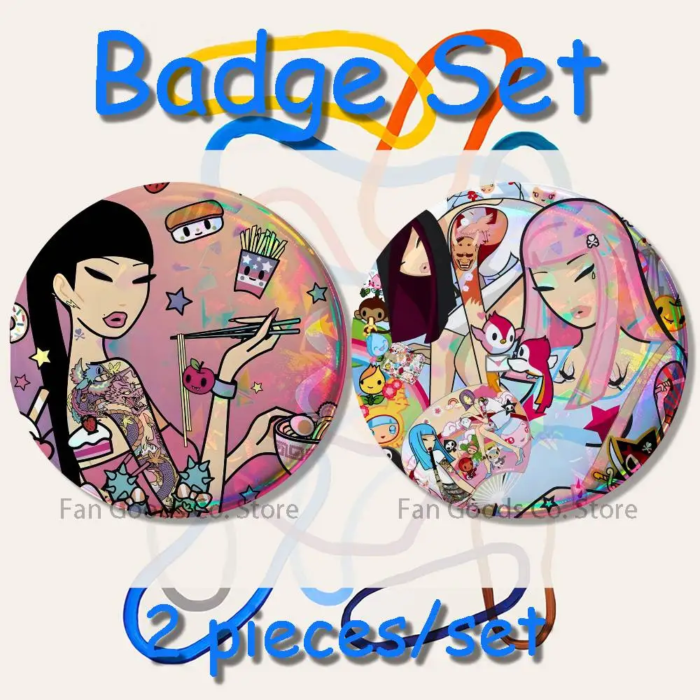Kawaii T-Tokidoki 2-teiliges Set, Anstecknadeln, Rucksack, Kleidung, Schmuck, Accessoires, Cartoon, runde Brosche, Button-Abzeichen, Fans-Kollektion, Geschenke – Detail 10