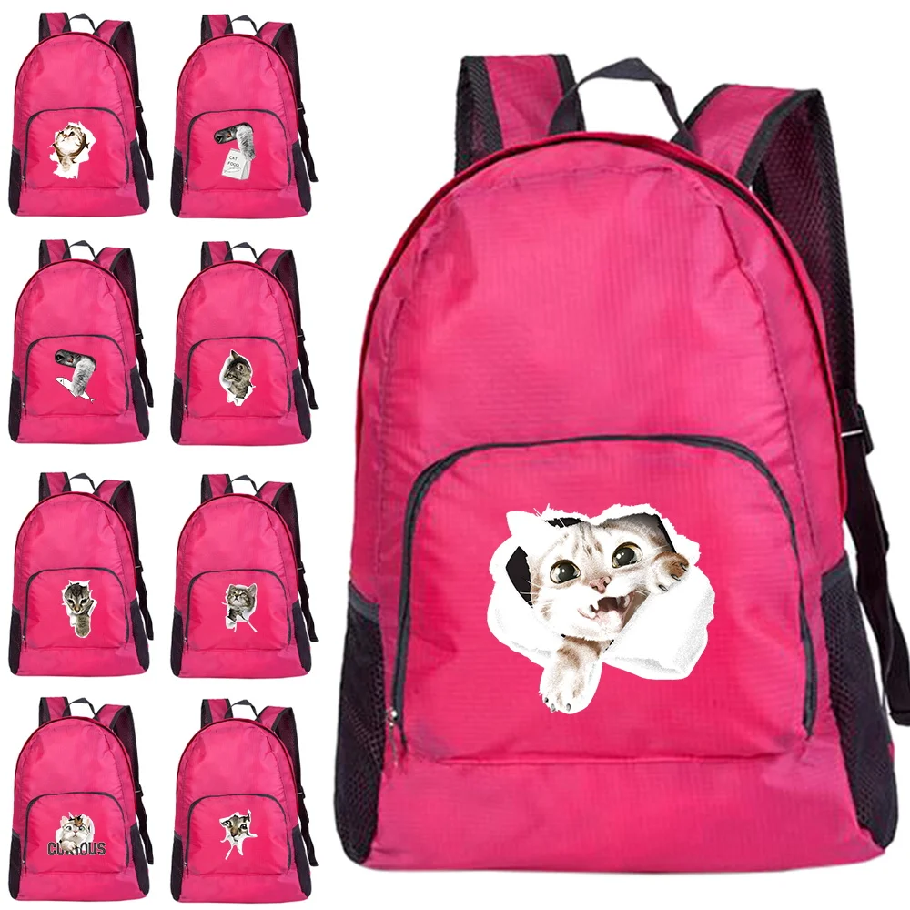 

Foldable Backpack Outdoor Climbing Cycling Travel Knapsack Cat Printing Series Large Capacity Eco-friendly Backpacks