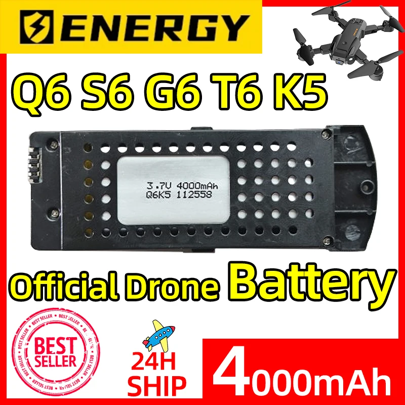 Q6 Drone Official Battery 4000mAh 3.7V LIPO Battery Long Time Flight for Q6 S6 G6 T6 K5 8K RC Drone Batteries