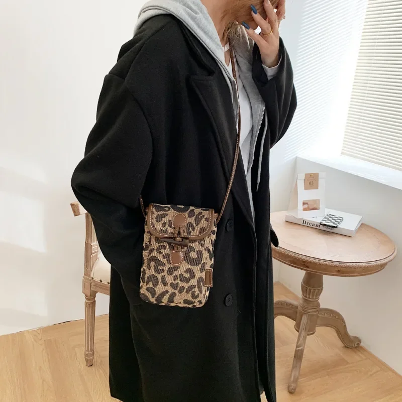 Bolsos de mensajero para niños, bolsos de hombro a la moda para mujer, bolso cruzado versátil, bolso para teléfono con estampado de leopardo, bolsos para madre e hijo para niña