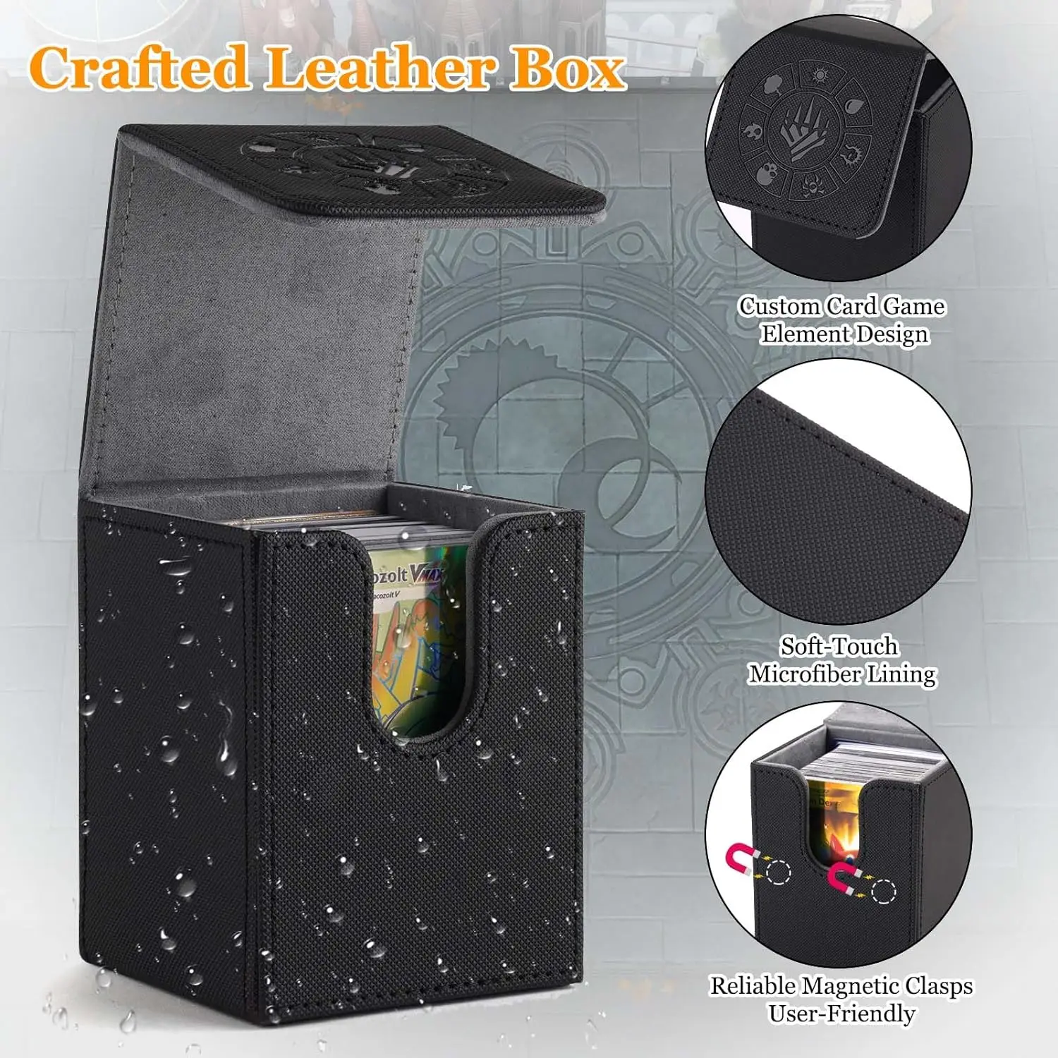 Kartendeckbox, 110-Aufbewahrungsbox für MTG-Deckbox mit 50 Stück Kartenhüllen, Sammelkartenhüllen für Magic Commander und mehr