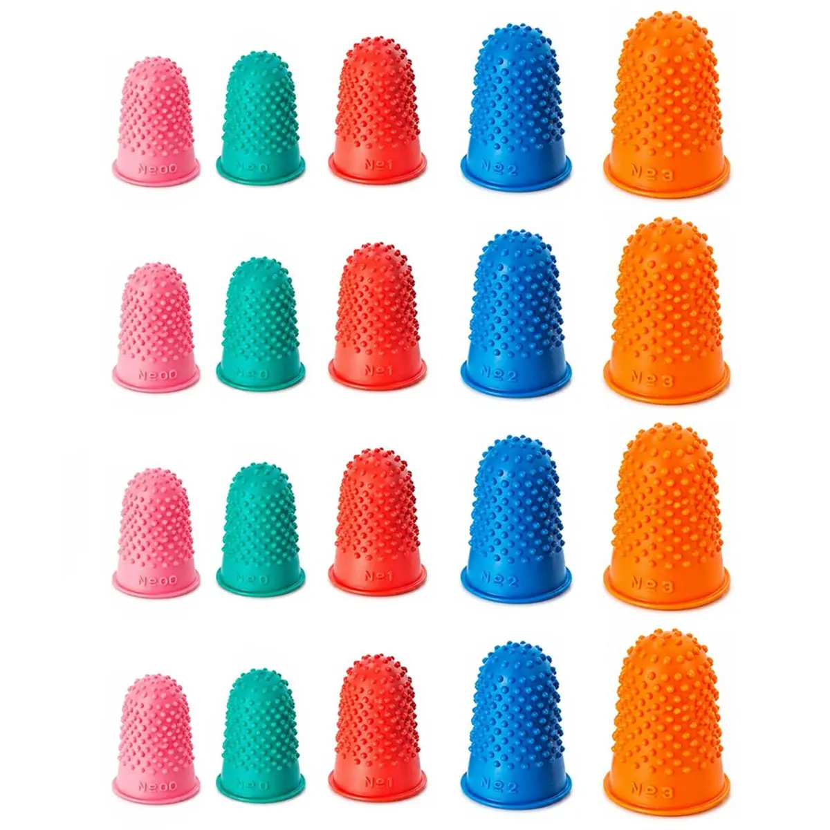 Workshop Gear Reusable Finger Protectors,Rubber Thimbles for Finger Tips Protection,5 Colors and 5 Sizes Flexible Fingers Thimbl