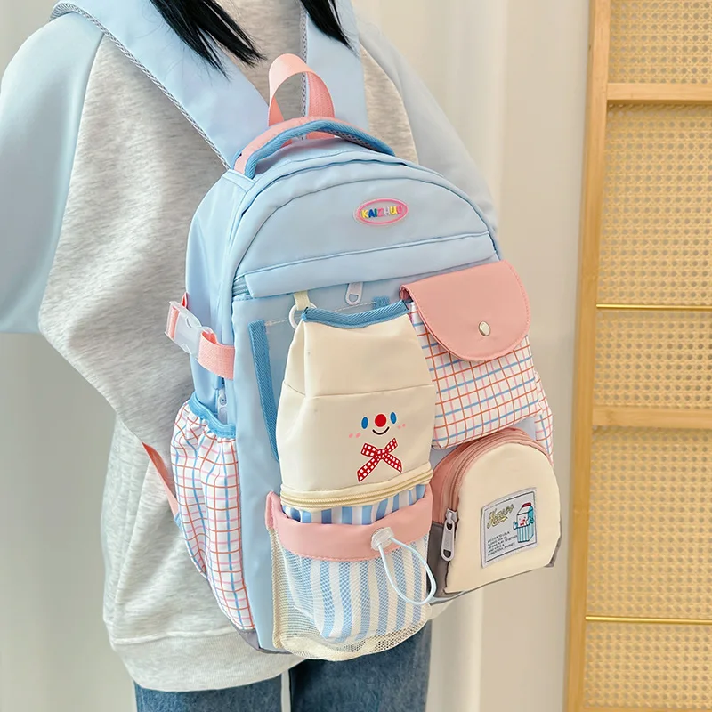 

1 шт. Симпатичная школьная сумка в студенческом стиле. Рюкзак Dopamine с цветными блоками в японском стиле и свежий и чистый рюкзак.