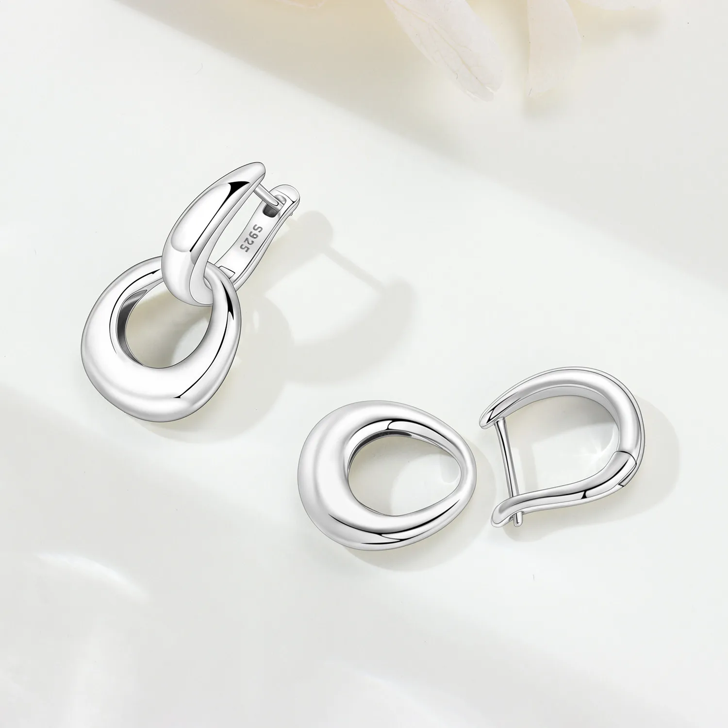 PANPOKI 925 Sterling Silver Double Loop Minimalist Drop Earrings Women Earrings Charm Trend Versatile Party Jewelry Gifts