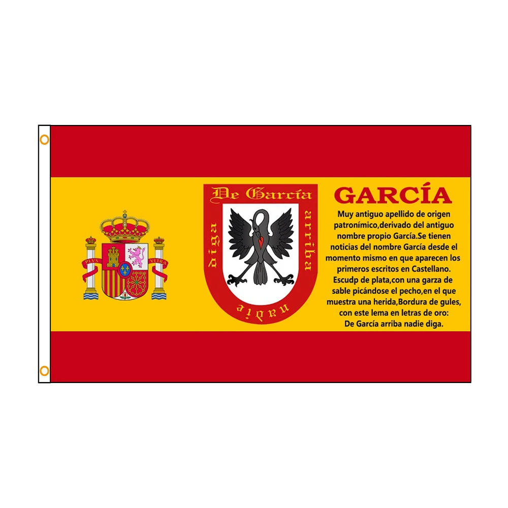 FLAGLAND 90x150cm 3X5 Ft Spain Flag with The Coat of Arms of The Surname Garcia Heraldica Flag Banner Decoration