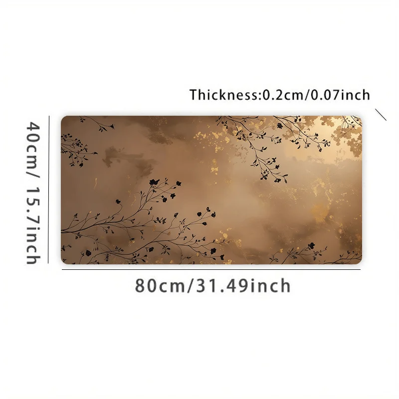 CIFBUY Large Black Branch Mouse Pad Non-Slip Extended Desk Mat, Soft Fabric Keyboard Pad for Office Home Workstation Accessories