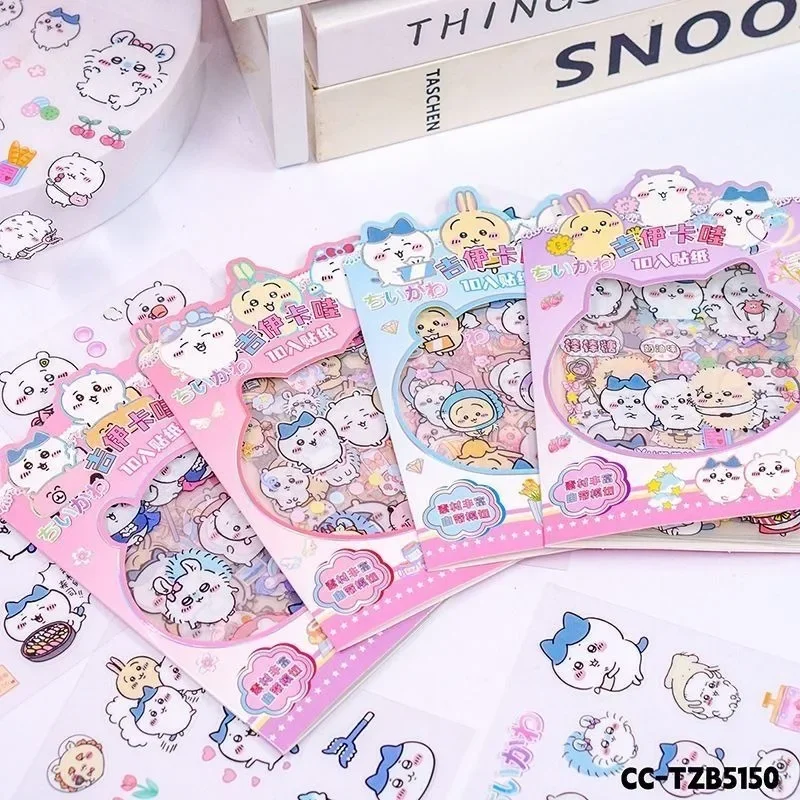 100pcs/pack Kawaii Chiikawa Usagi Stickers Cute Cartoon Hachiware Waterproof Transparent Handbook Decorative Sticker Kids Gifts