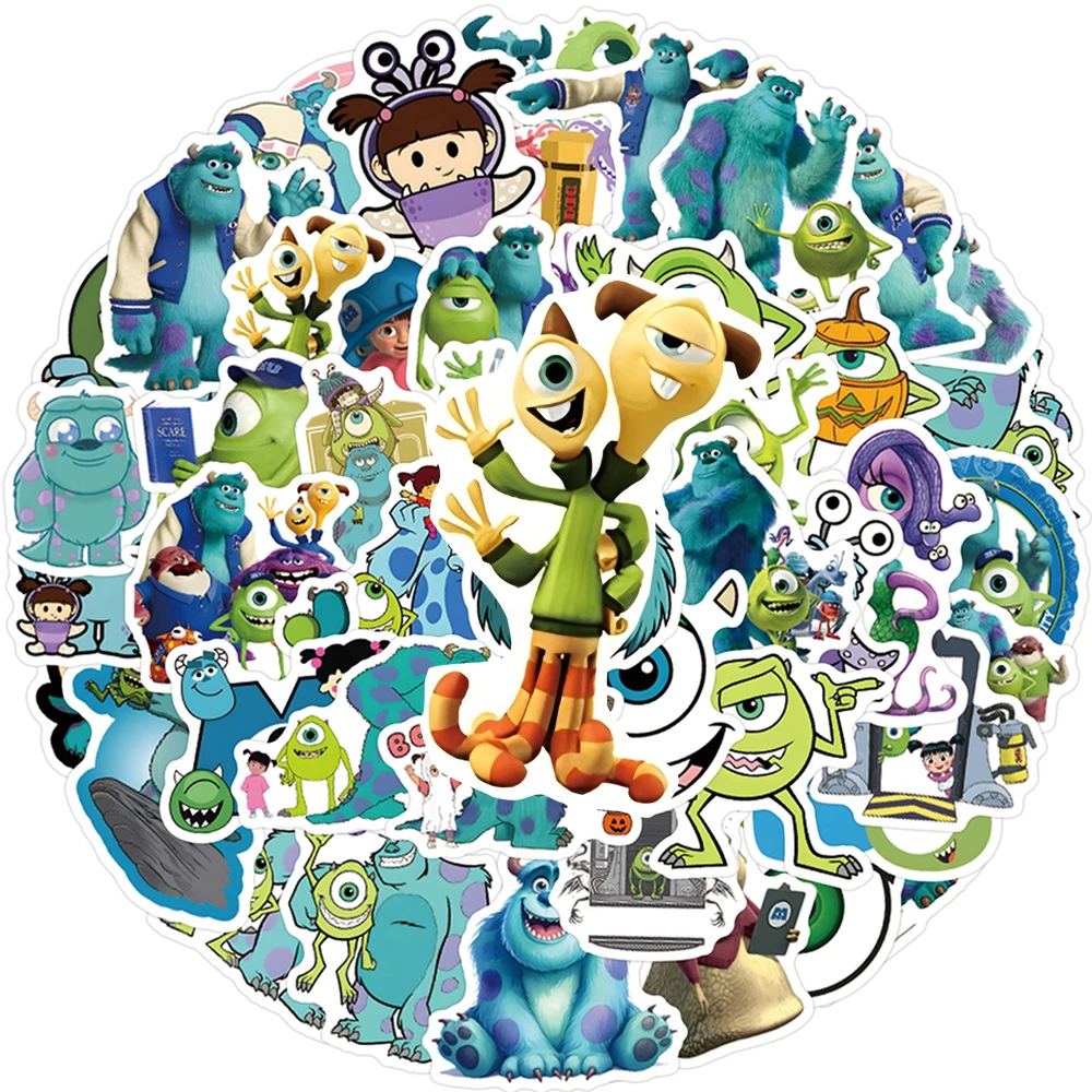 

10/30/50pcs Cool Disney Monster Inc Stickers Anime Decals Toys DIY Notebook Phone Photo Car Waterproof Cartoon Sticker Gifts