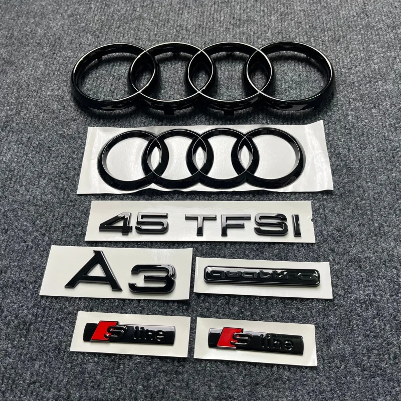 

Для Audi A3 2003-2020: Логотип 4 кольца из ABS-пластика, 273 мм, для передней решетки, 192 мм, наклейка на задний багажник, эмблема Quattro, аксессуары для авто
