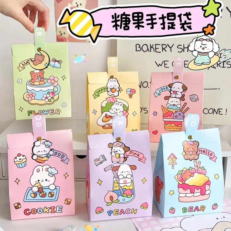 

Cute Cartoon Pattern Gift Paper Bag Baking Small Item Storage Bag Festival Party Children's Day Snack Self Sealing Packaging Bag