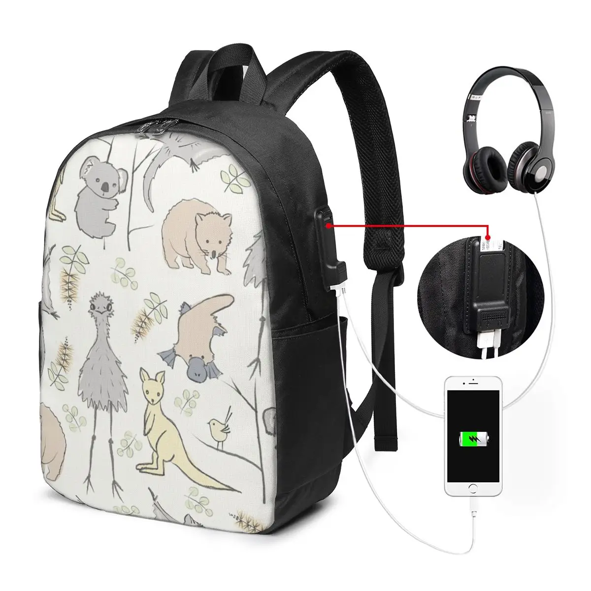 Australian Wildlife And Natural Scenery Backpack Travel Notebook Bag Computer College Student School Bag Laptop Shoulder Bags