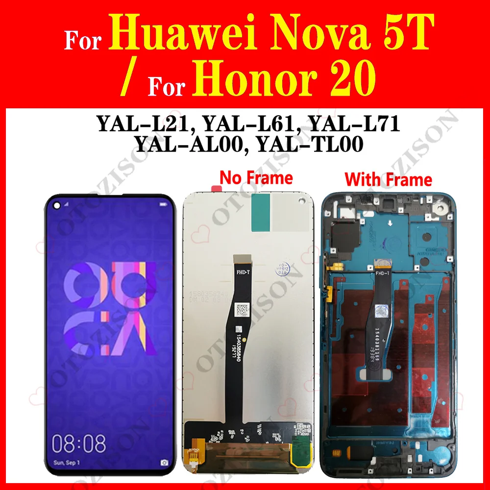 【いっしー】HONOR 20 (nova 5T 同等) オマケ付 6.26'' For Honor 20 LCD With Frame for Huawei Nova 5T LCD Screen