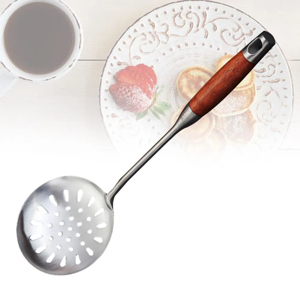 Stainless Steel Frying Strainer Spoon with Extra-Long Heat-Resistant Handle Professional Kitchen Utensil for Restaurant Home