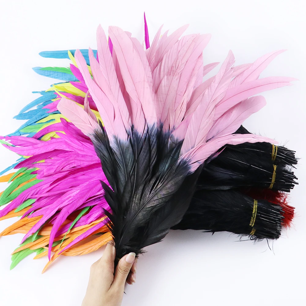 Wholesale 50/100pcs Natural Chicken Feathers Jewelry Party Clothing Crafts 14-16inches Top Quality Rooster Feather Cosplay Decor