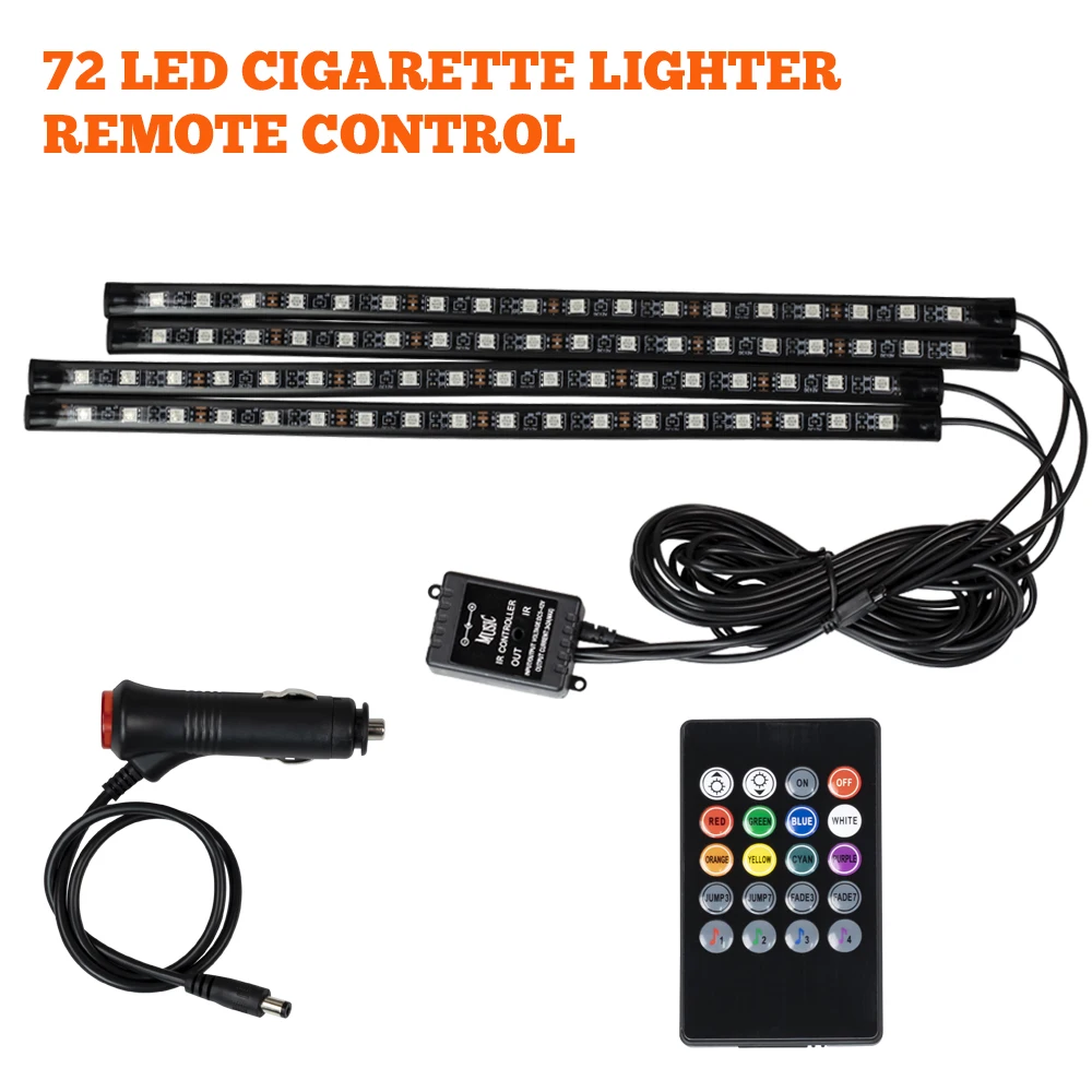 Neon 48 72 LED auto-interieur omgevingsvoetlicht met USB draadloze afstandsbediening muziek app-bediening auto RGB sfeer decoratieve lampen