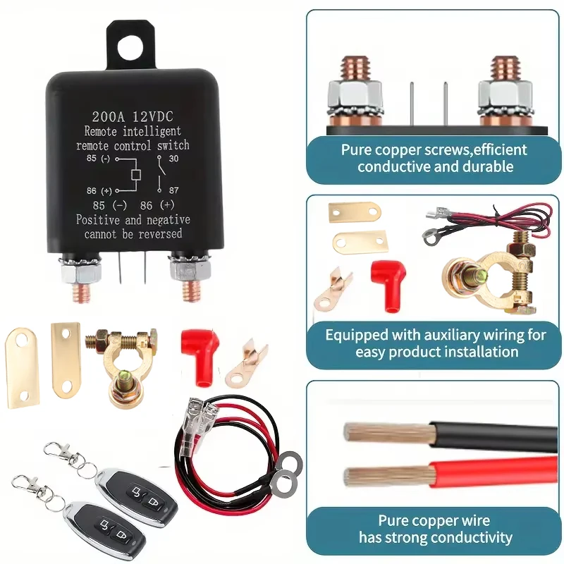 مرحل السيارة بطارية التحكم عن بعد قطع مضاد للسرقة مع مفتاح التحكم عن بعد المزدوج مفتاح البطارية مرحل 12 فولت