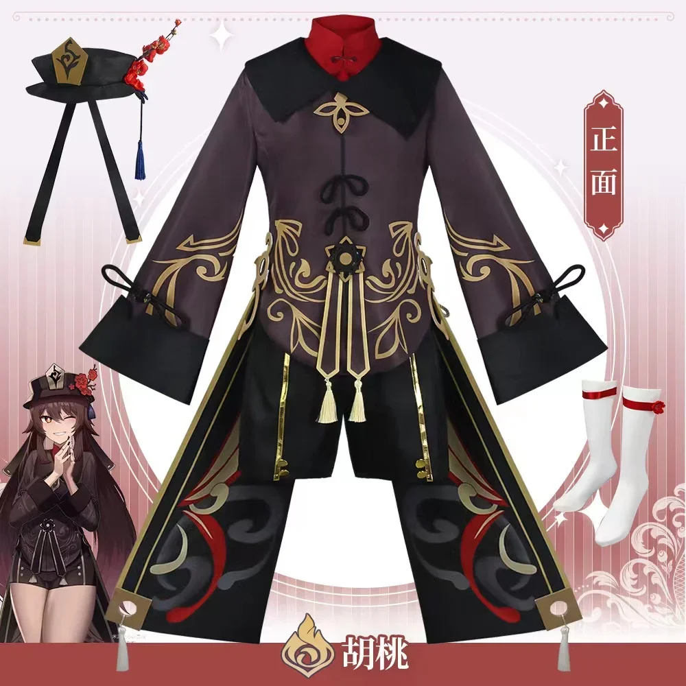

Genshin Impact Hutao Cosplay Costume Shoes Uniform Wig Chinese Style Halloween Costumes for Women Game Hu Tao