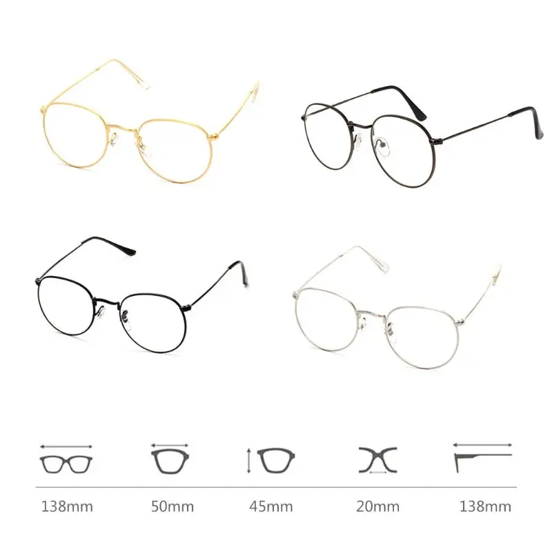 Vintage Men Women Eyeglass Round Frame Clear Full for Rim Spectacles Eyewear Opt