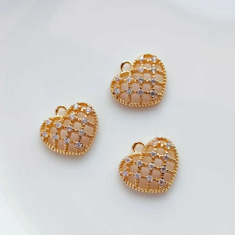 

DIY Jewelry and Accessories: 14K Gold-plated, Zircon, Hollowed-out Heart-shaped Pendant, Bracelet and Necklace