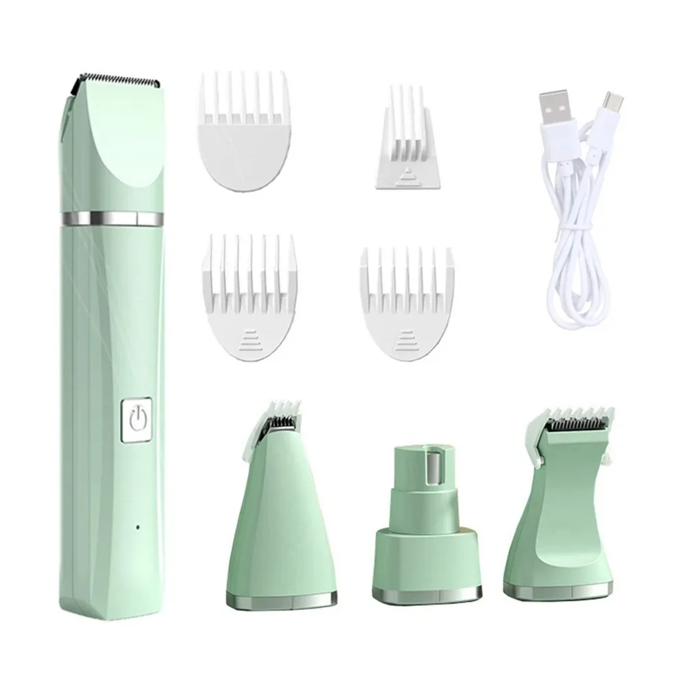 4 in 1 Pet Electric Hair Clipper with 4 Blades Grooming Trimmer Nail Grinder Professional Recharge Haircut For Dogs Cat