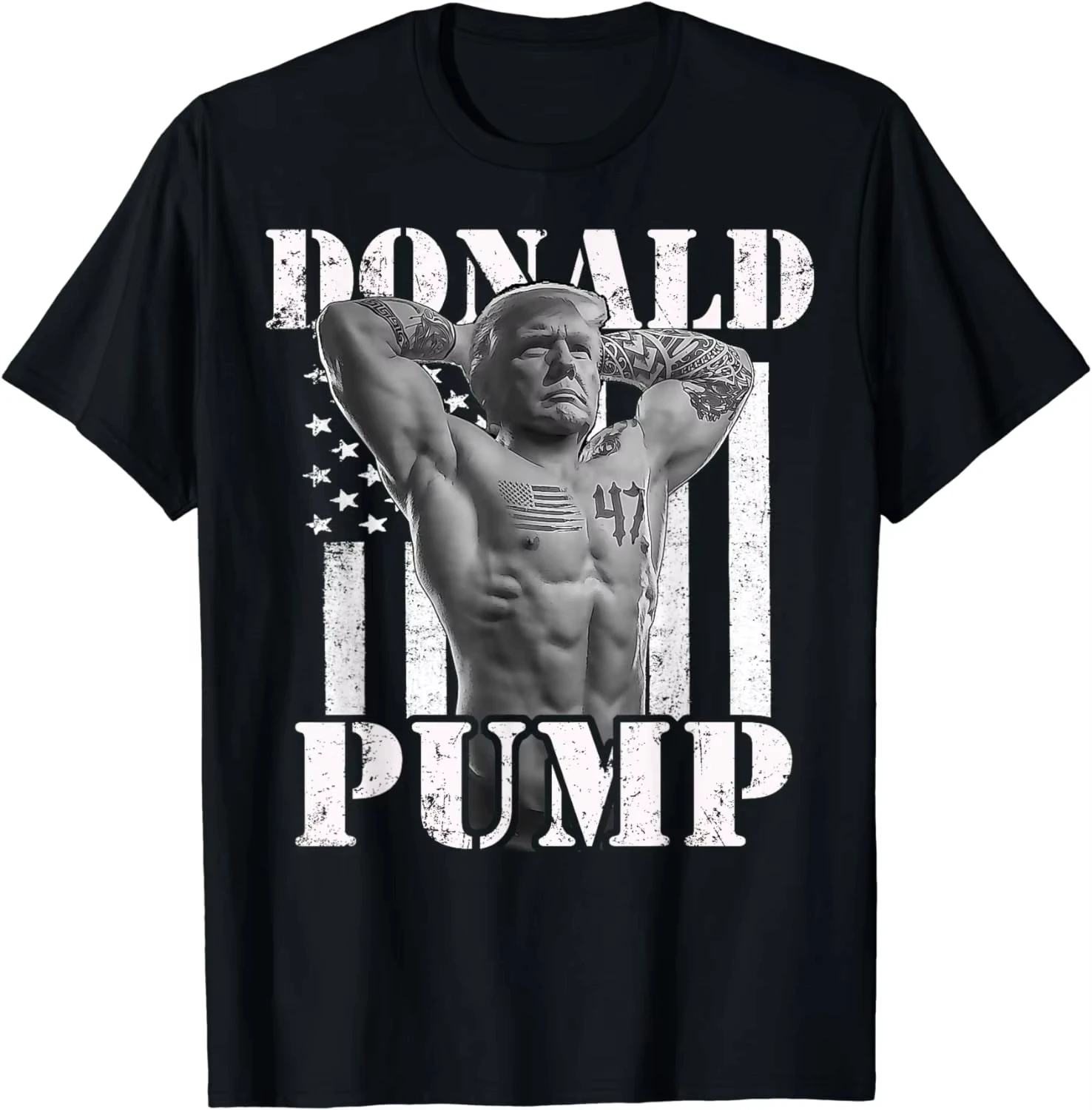 Gym Fitness T-Shirt Donald Pump Muscle Trump Trump Weight Lifting Men Clothing Custom Printed Streetwear Graphic T Shirts Gothic