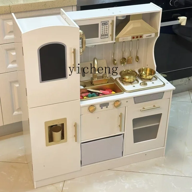 ZC children's play house kitchen toys wooden barbecue tools table doll home cooking simulation kitchen utensils