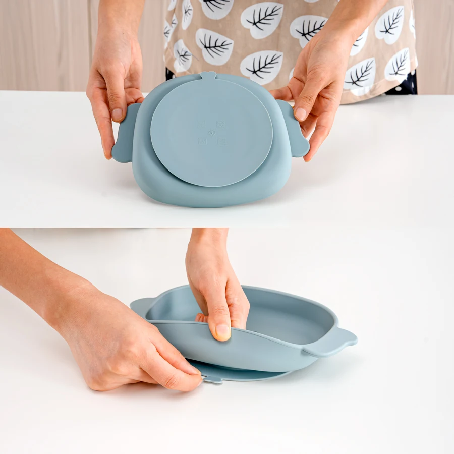 

Детское блюдо из пищевого силикона, обеденная тарелка для младенцев, детские блюда с мультяшной собакой, тренировочная посуда для малышей