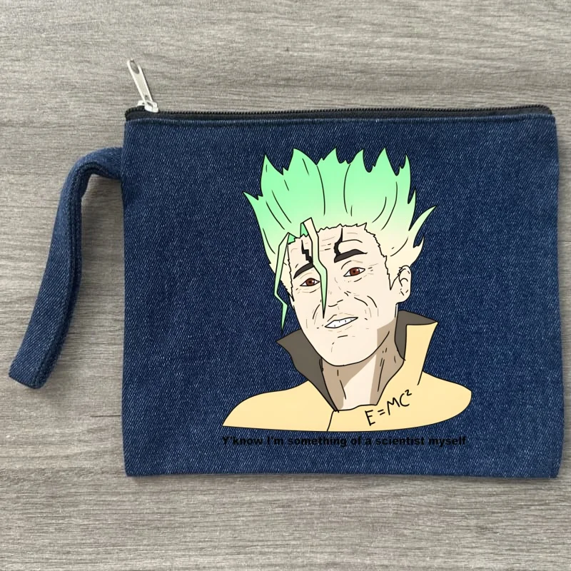 

Dr Stone Anime Canvas Denim Makeup Bag Pocket Lipstick Wash Bag for Wedding Travel Lipstick Bags