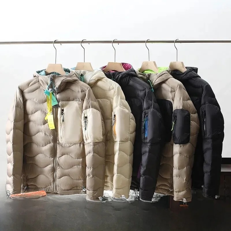 

Ci Wild 85 White Du down Men's Puffer Jaet Toast Bread Pattern Couple's Outdoor Sle Long Sve Zipper Closure Regula...