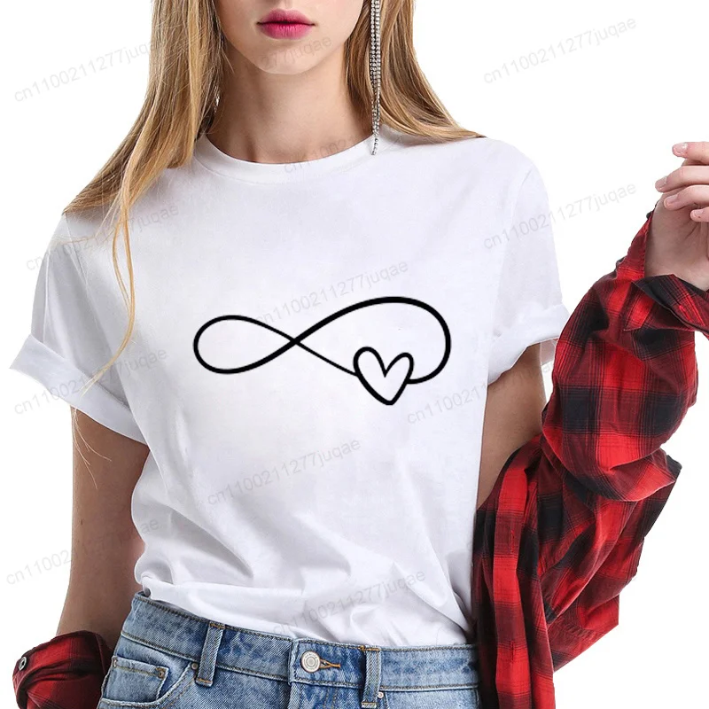 Summer Fashion Women's T-shirt Casual Funny Infinity Symbol Print T-Shirts Loose O-neck Tops Short Sleeve Tee Shirts Clothing