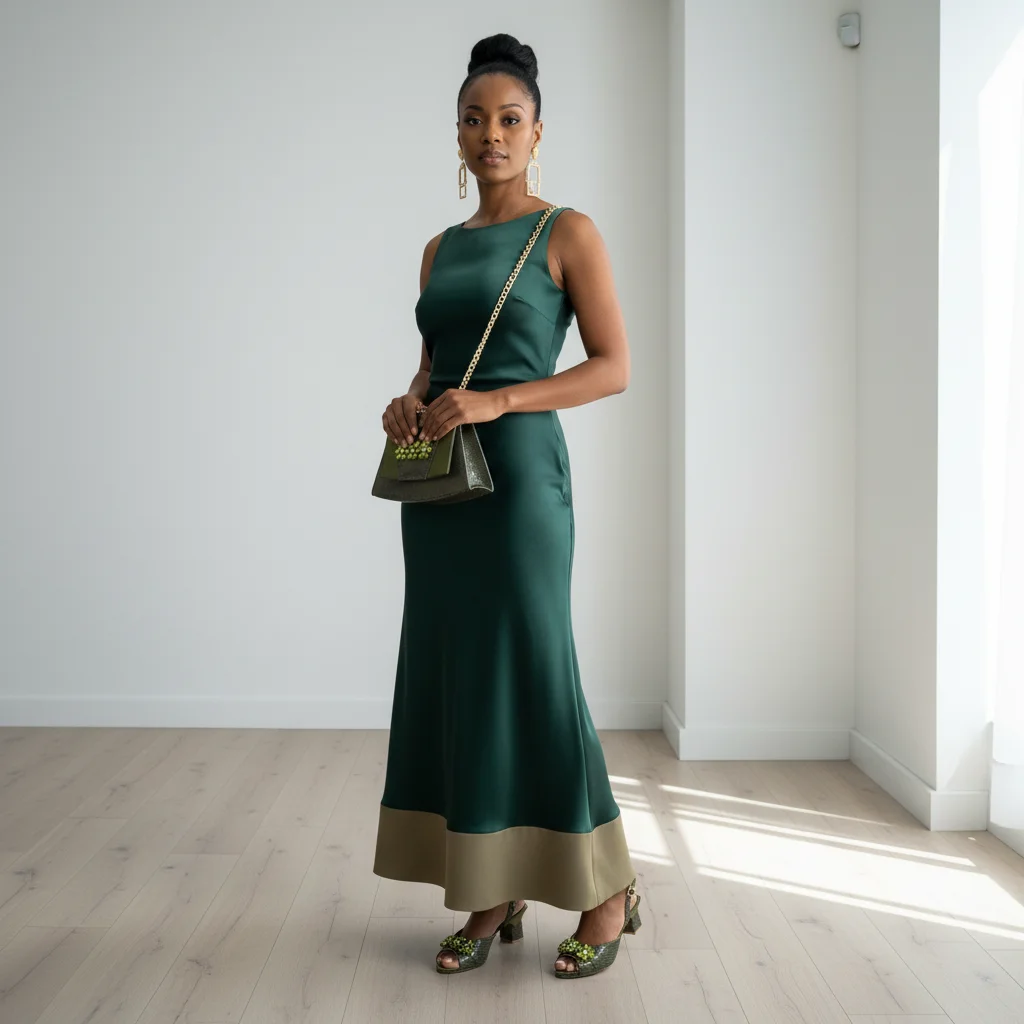 Hot Selling Mature Fashion Olive Color Rhinestone Embellished Three-Dimensional Clutch Bag And Big Size Slingbacks Shoes