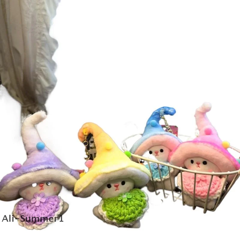 【E】かわいいPPコットン製キノコ型エルフぬいぐるみキーホルダー、バックパックペンダント、デコレーションギフト