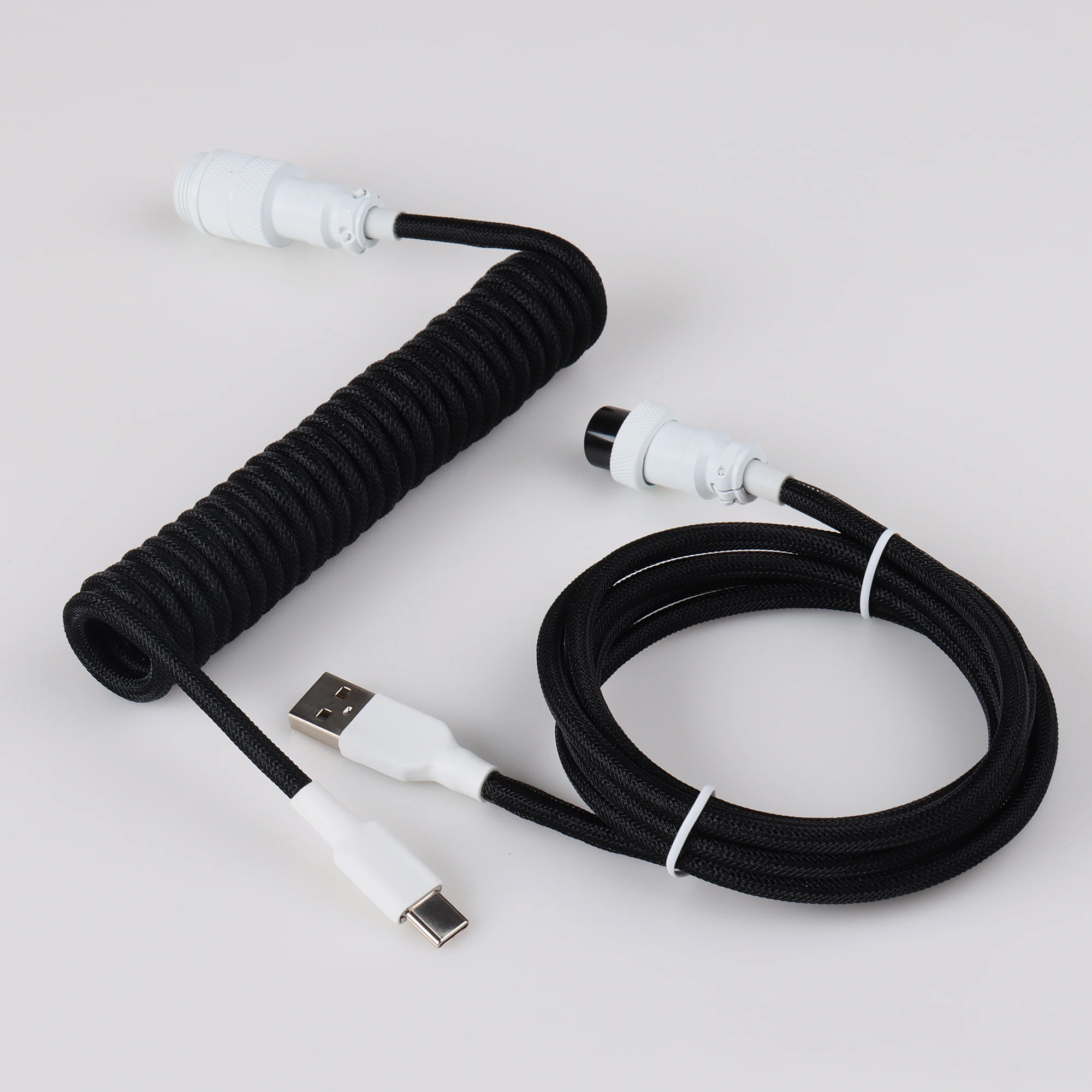 LANO Coiled Cable Type C Keyboard 1.5Meter Mechanical Keyboard Data Cable Wite Aviator Connector Suitable For Accessory Matching