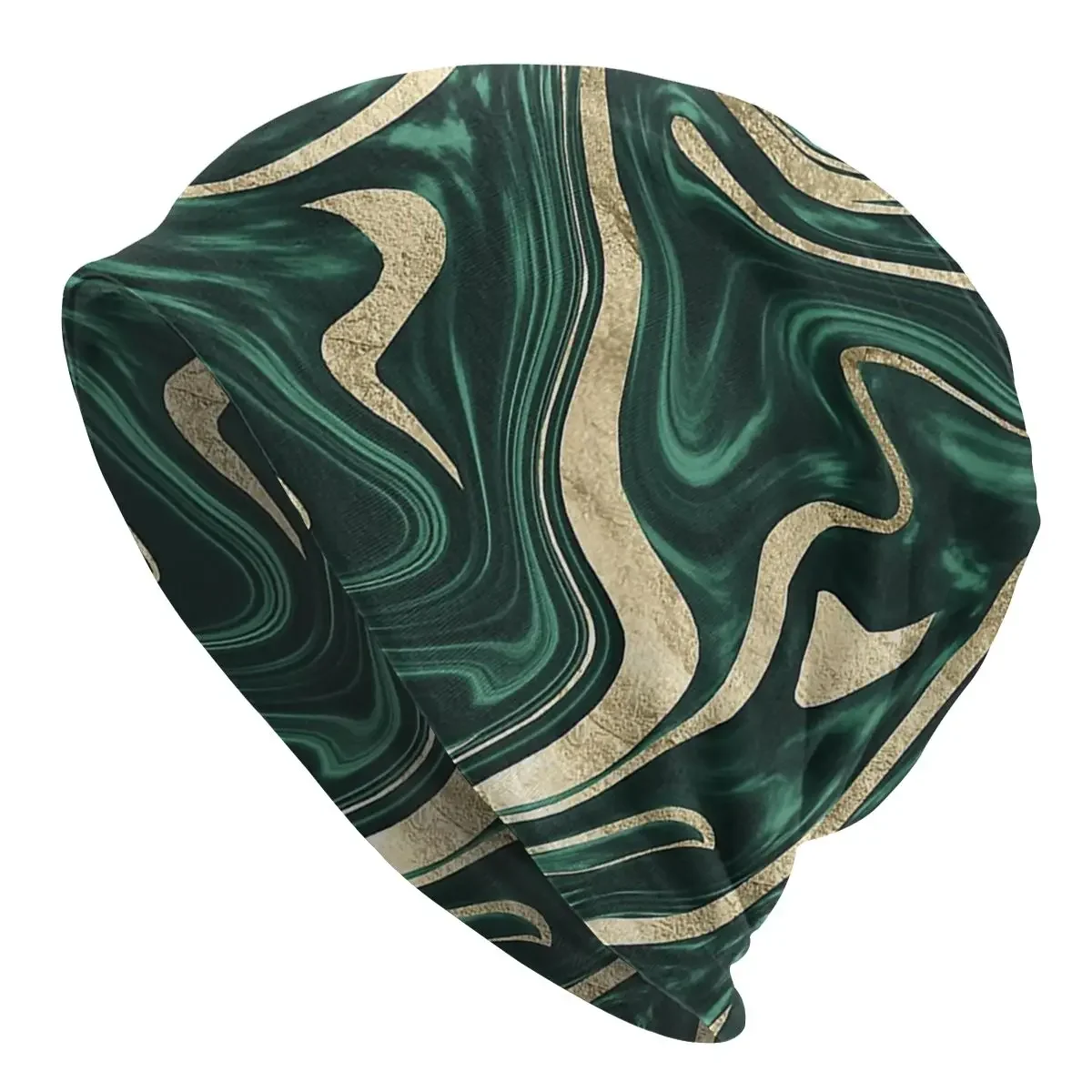 Emerald Green Black Gold Marble Bonnet Hats Hip Hop Street Skullies Beanies Hat for Men Women Knitted Hat Spring Warm Unisex Cap